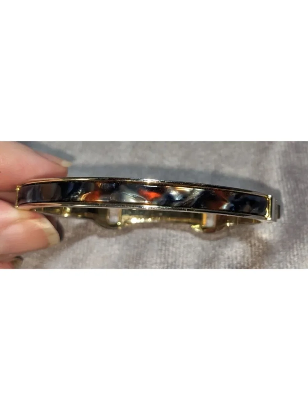 Mod Vintage Ann Taylor Tortoise Simulated Stone Two Tone Bangle Bracelet